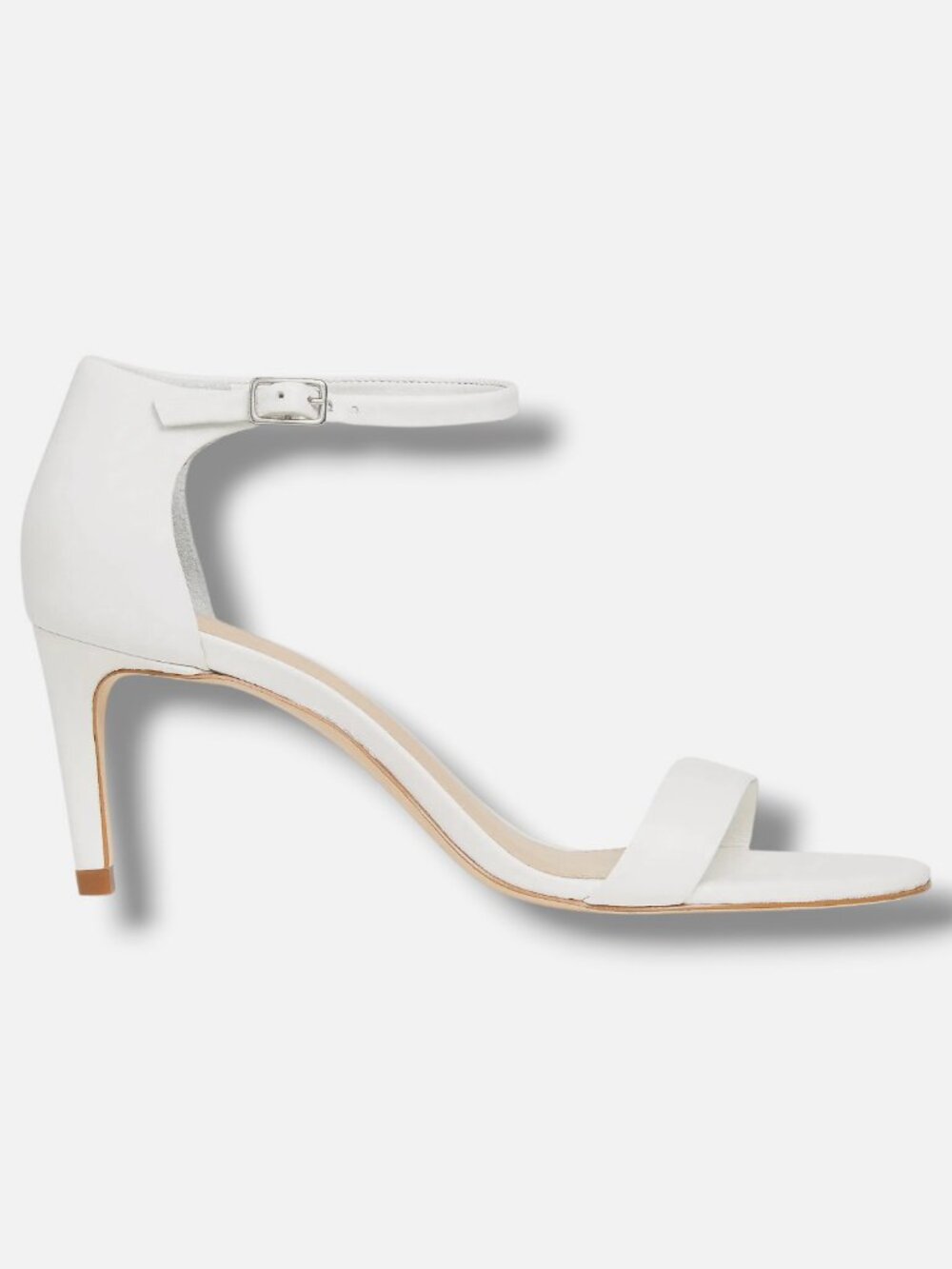 Saks Fifth Avenue Women's White 75MM Leather Ankle-Wrap Sandals Shoes Size 38.5